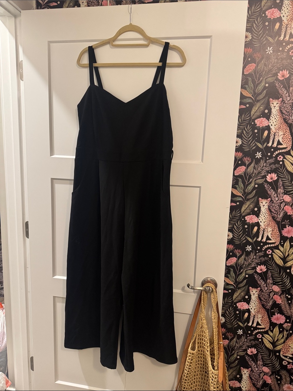 Zenobia Black Wide-Leg Spaghetti Strap Jumpsuit